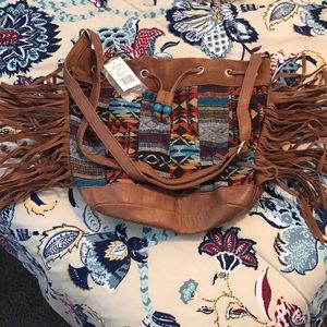 Aztec print bucket purse